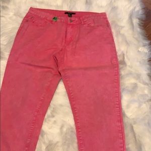 Red stone wash Capri